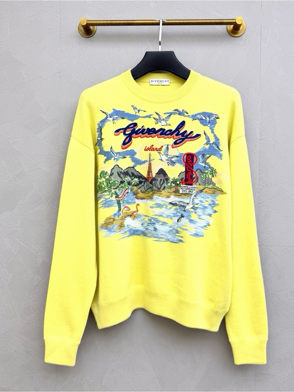 Givenchy Yellow Island Embroidered Crewneck Sweatshirt